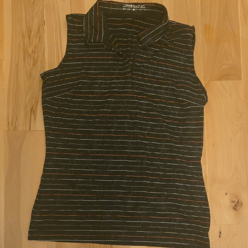 Nike Golf Black, Pink, White Sleeveless Polo